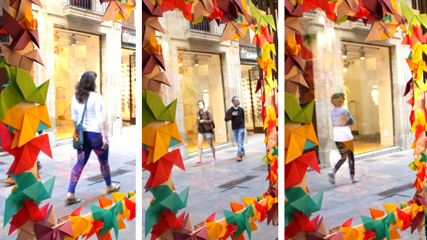 Spring-coloured-origami-candles Origami-candle-shop-display